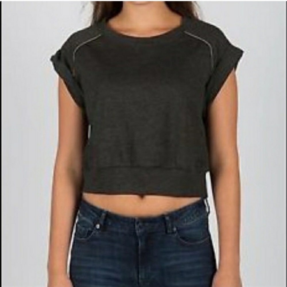 NWT Black Cropped Top with Zipper detail FINAL PRICE